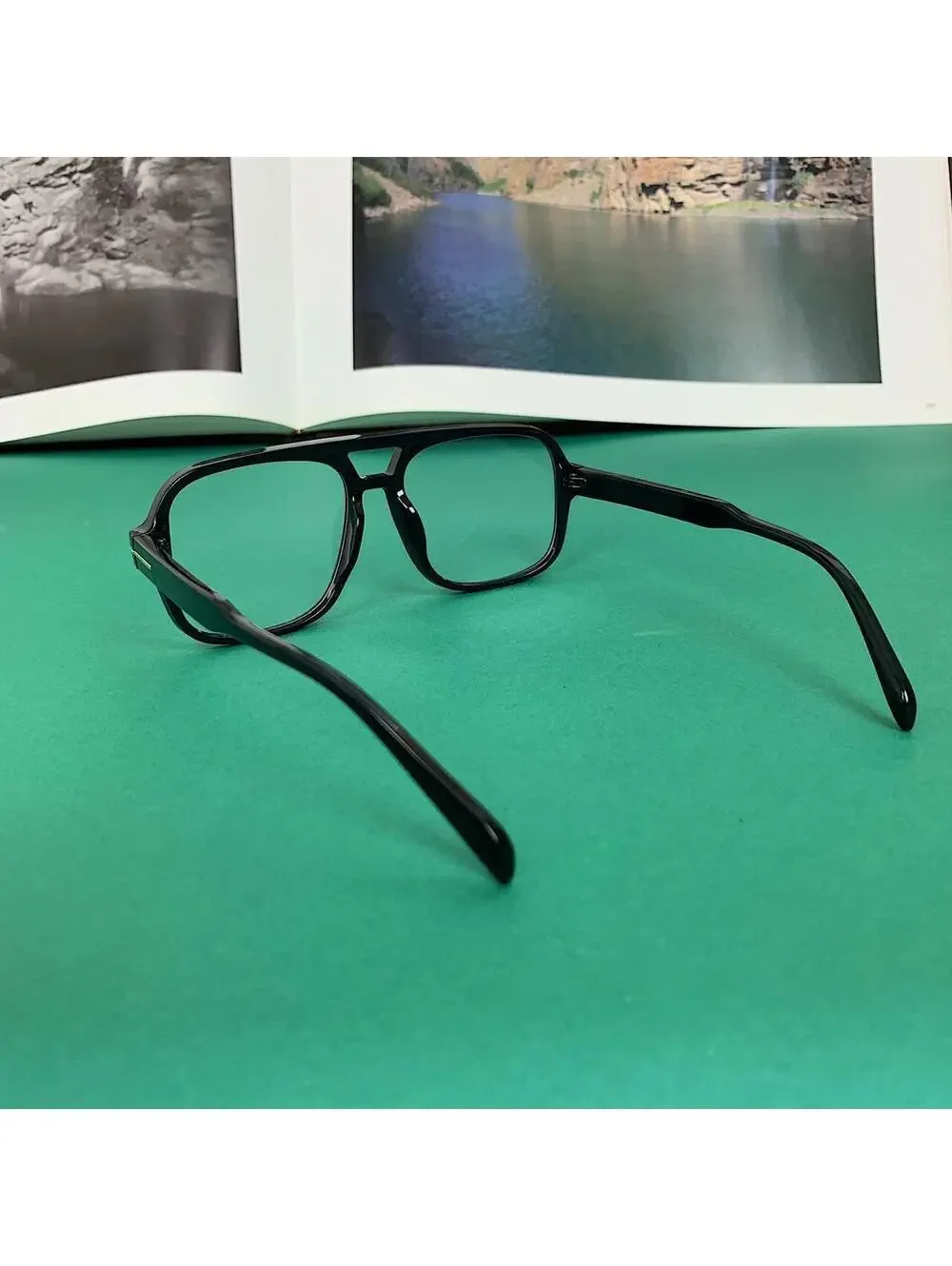 Vintage 90s style Black square frame glasses with clear 55mm lens. Unisex